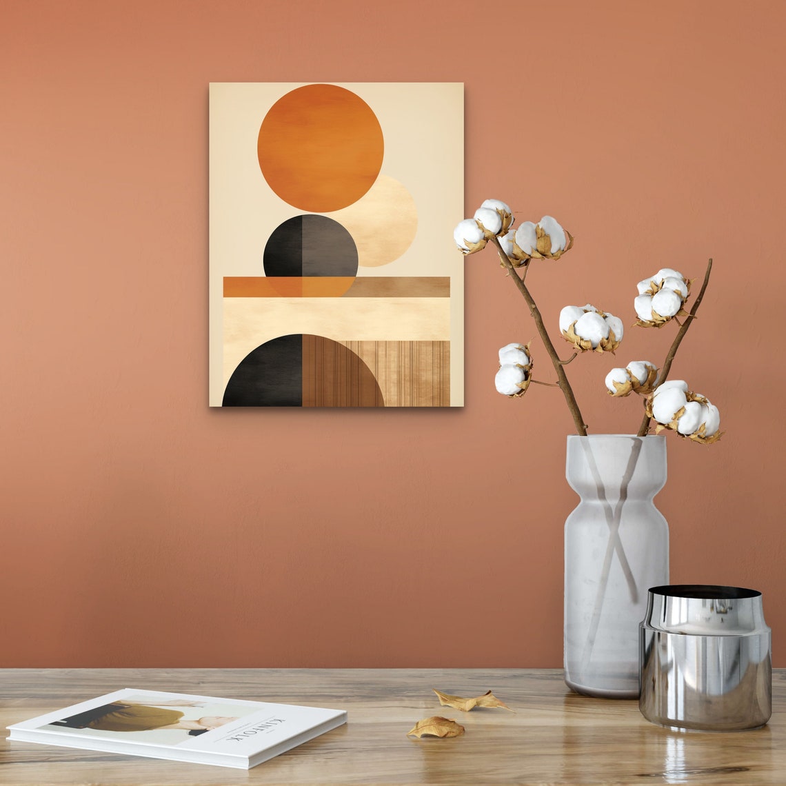 Minimalist Geometric Sun And Semicircle Boho Abstract Art Print - Image 3