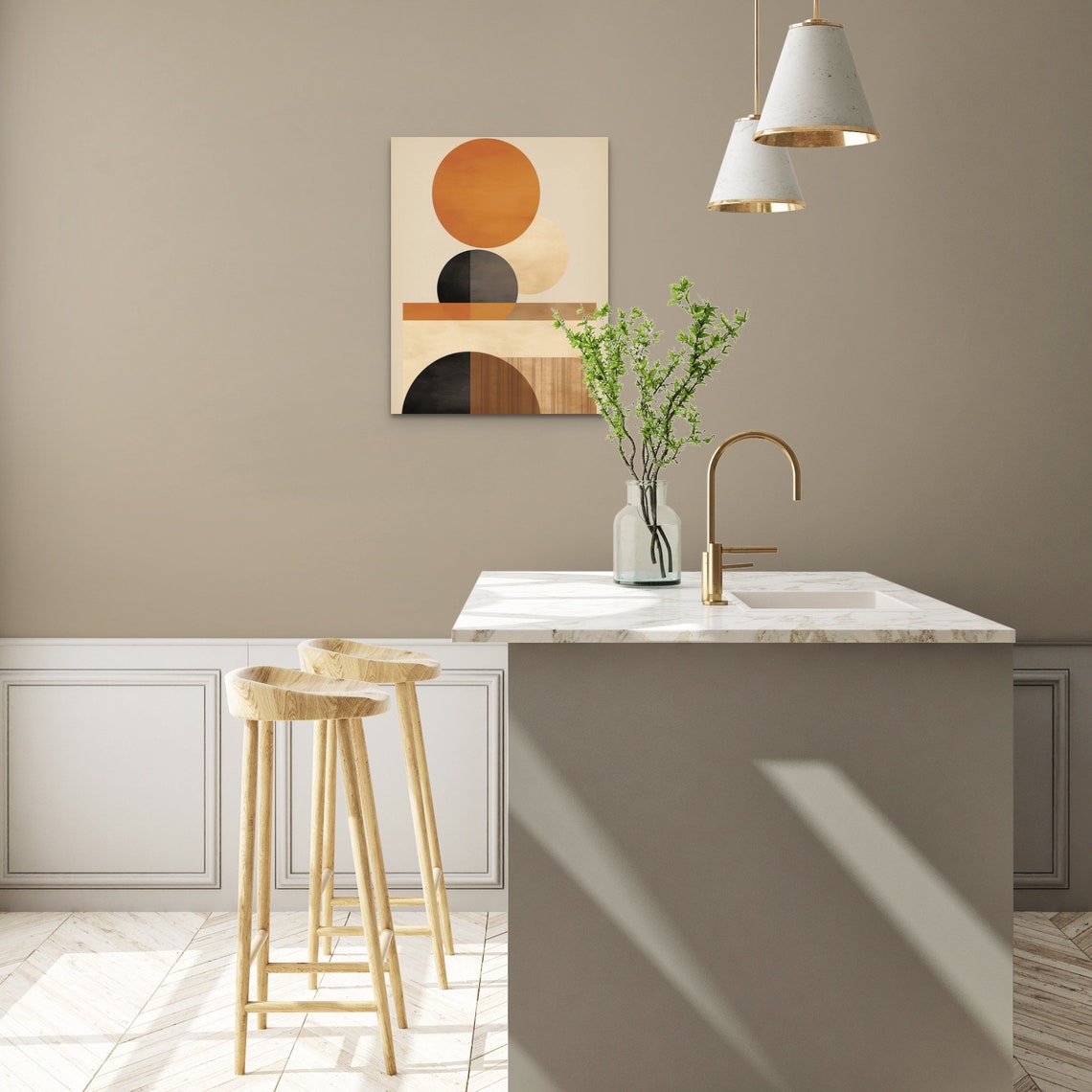Minimalist Geometric Sun And Semicircle Boho Abstract Art Print