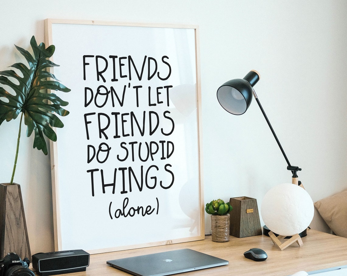 Friends Dont Let Friends Do Stupid Things Alone Funny Quote Poster - Image 2