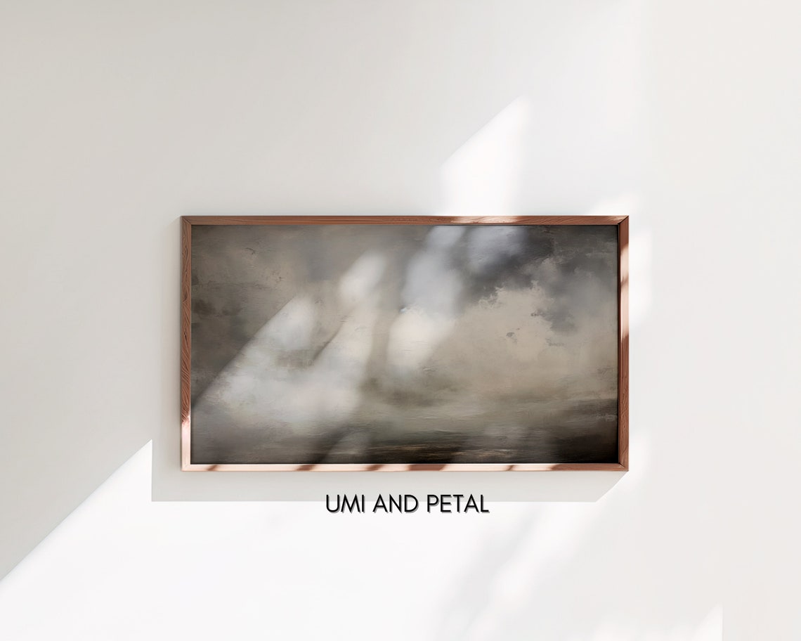 Abstract Clouds Frame Tv Art Vintage Moody Clouds Oil Painting Instant Still Nature Tv Art 169 Screensaver - Image 3