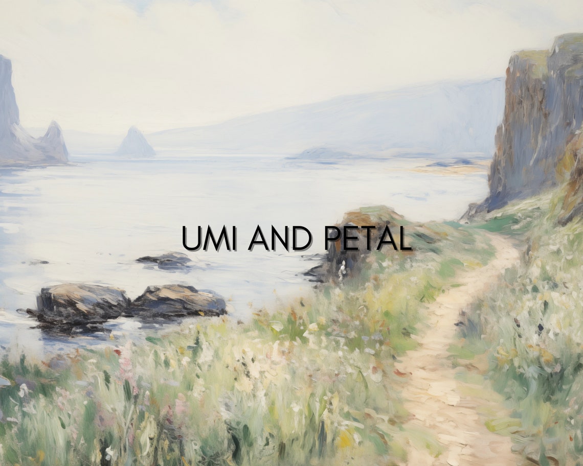 Coastal Cliff Path Meadow Impressionist Seaside Oil Painting Poster - Image 2