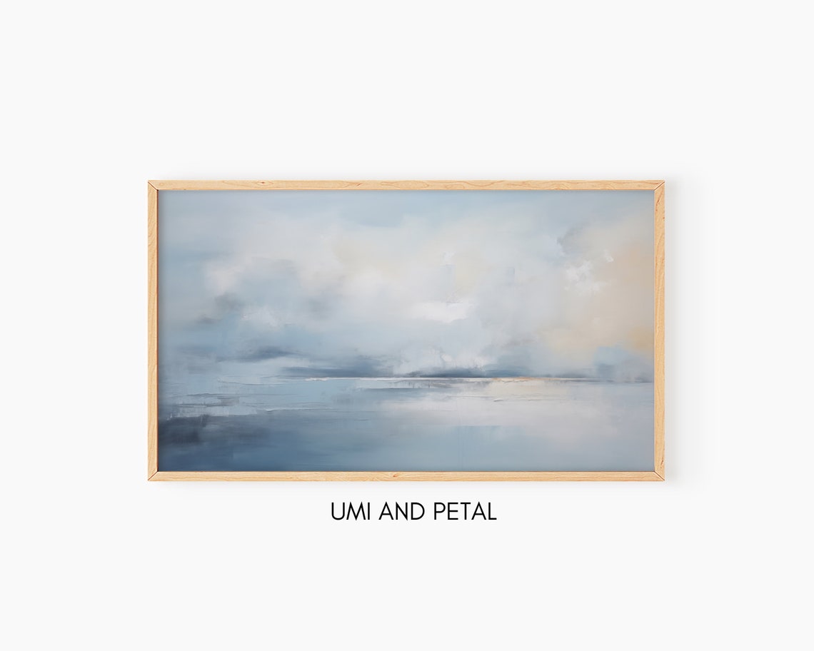 Frame Tv Art Frame Tv Art Abstract Seascape Oil Painting Instant Moody Beach Painting Coastal Tv Art