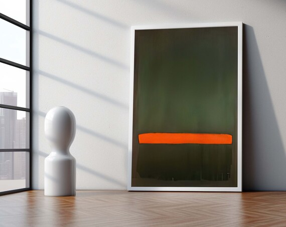 Mark Rothko Green Framed Canvas Painting Art Abstract Wall Arthandmade Minimalist Decor Original Designfree Shipping Gift