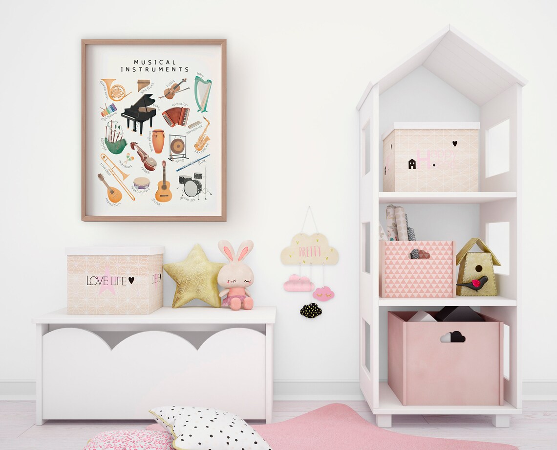 Musical Instruments Educational Poster, Rainbow Nursery