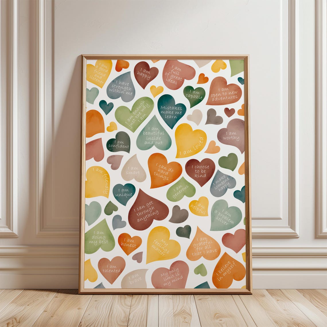 Daily Affirmations Watercolor Heart Collage Therapy Office Poster - Image 2