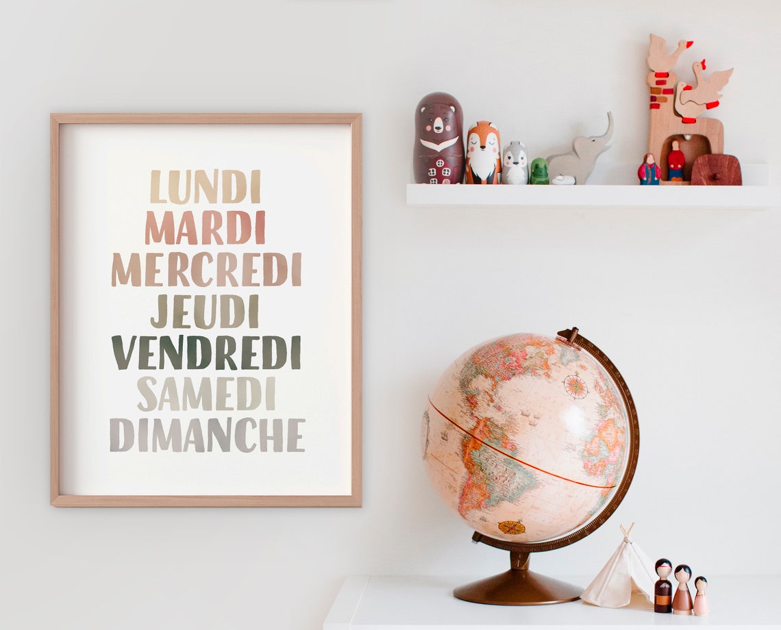 French Days of the Week Boho Stacked Typography Classroom Poster - Image 4
