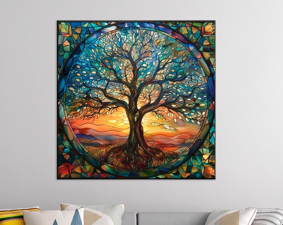 Tree of Life, Colorful Vibrant Sunset Art Print