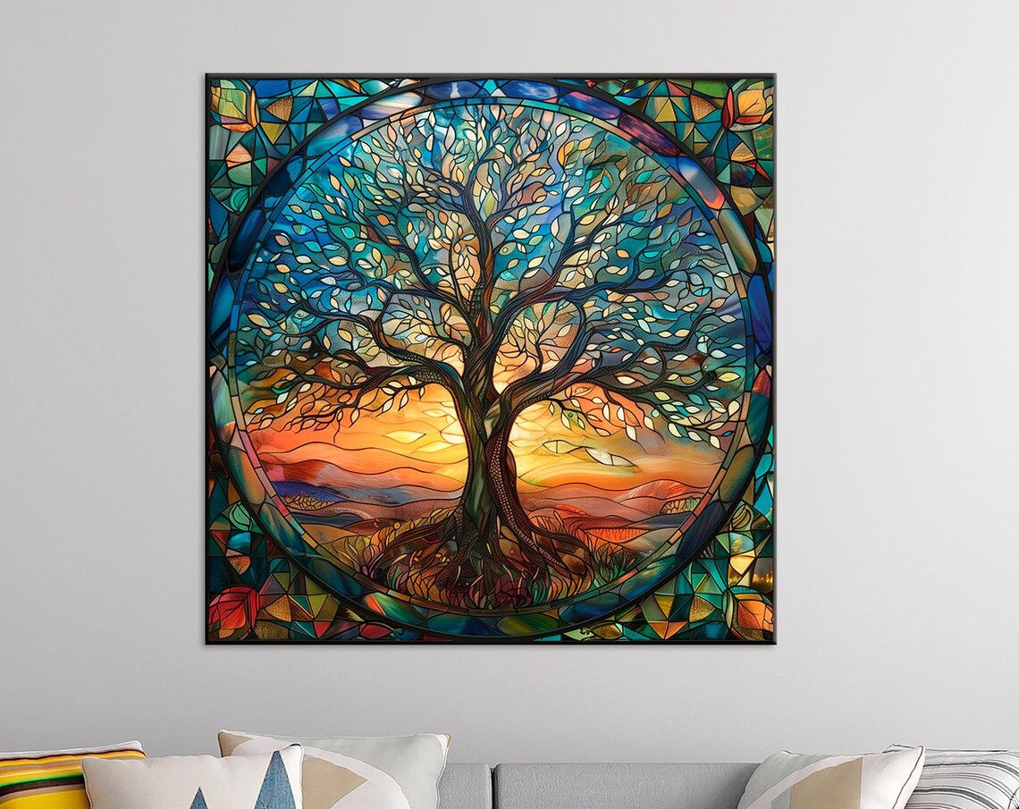 Tree of Life, Colorful Vibrant Sunset Art Print
