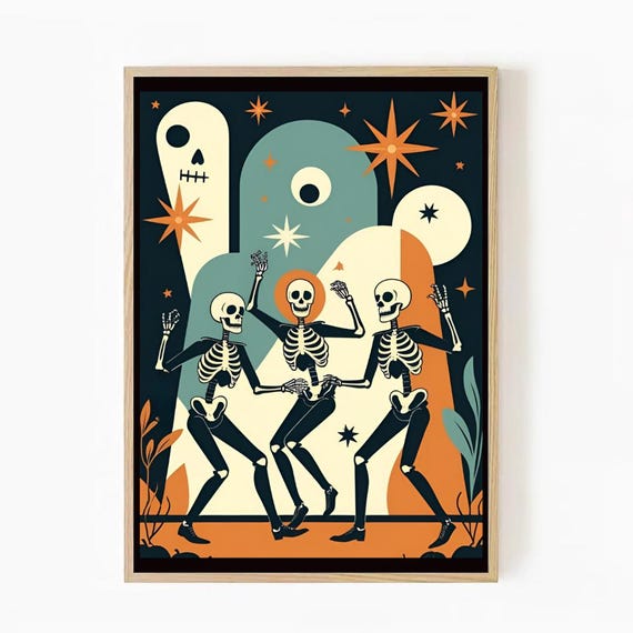 Retro Dancing Skeleton Halloween Decor