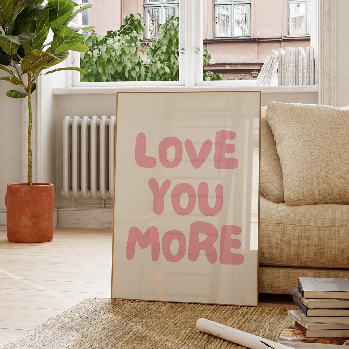 Love You More Trendy Love Typography Art Print - Image 3