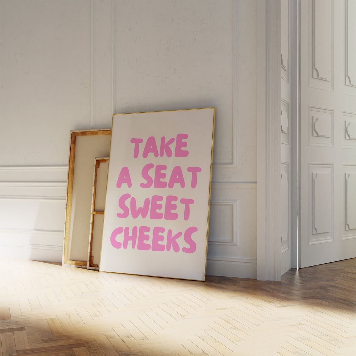 Take A Seat Sweet Cheeks Pink Retro Poster - Image 3