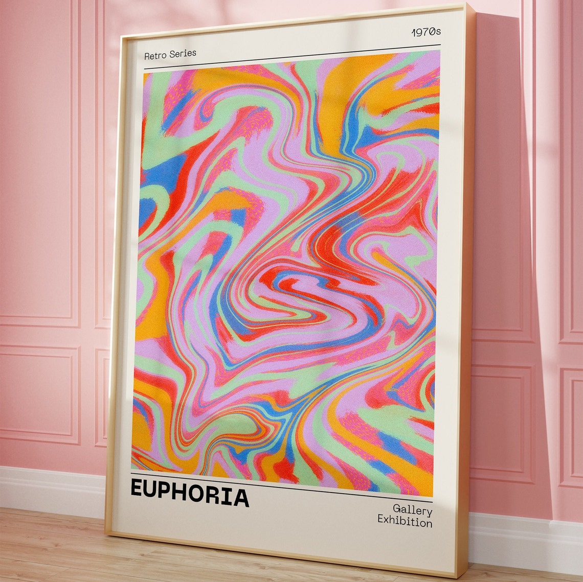Euphoria Retro 1970s Abstract Swirl Colorful Gallery Art Poster - Image 2
