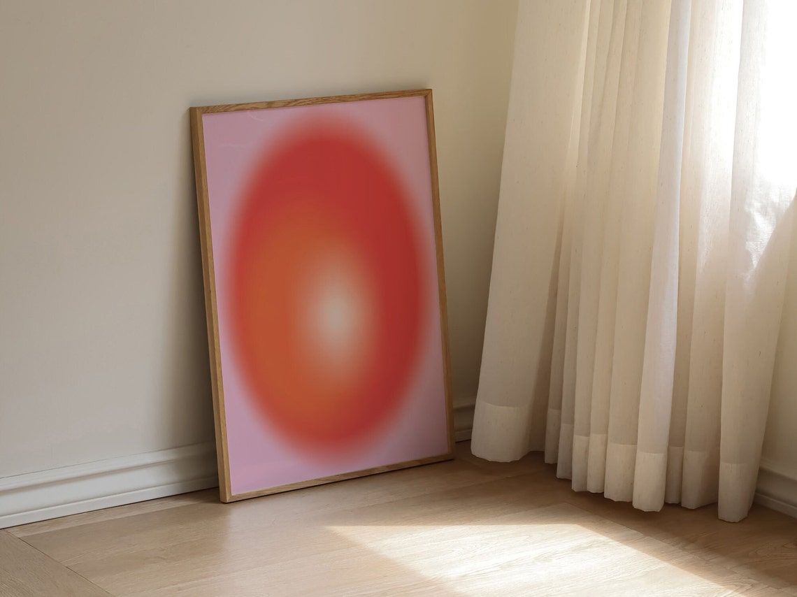 Red Pink Aura Gradient Abstract Modern Spiritual Wall Poster