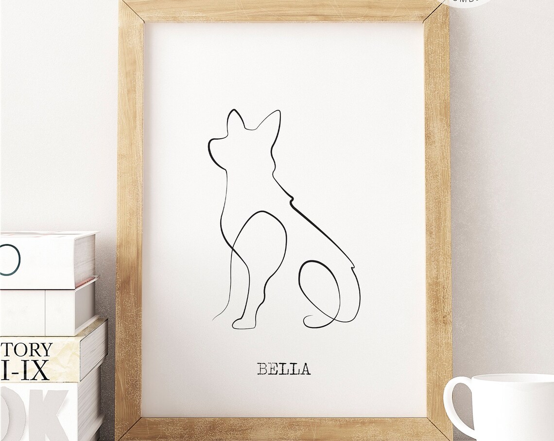 German Shepherd Customisable Line Art Gift Poster