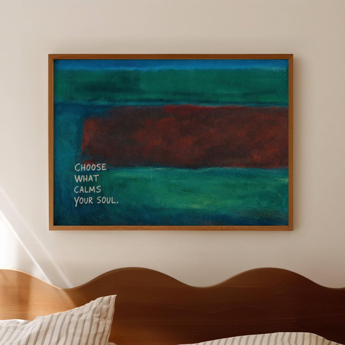 Choose What Calms Your Soul Teal Abstract Quote Bedroom Poster