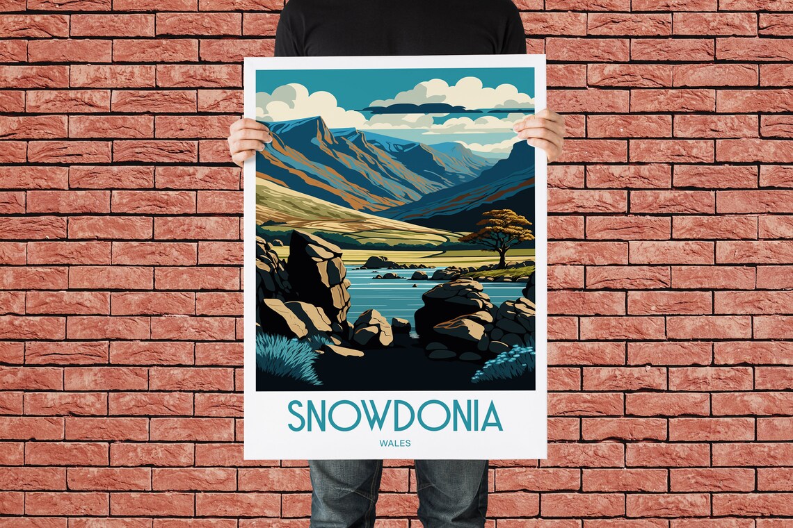 Snowdonia Travel Poster, Wales National Park Art - Image 3
