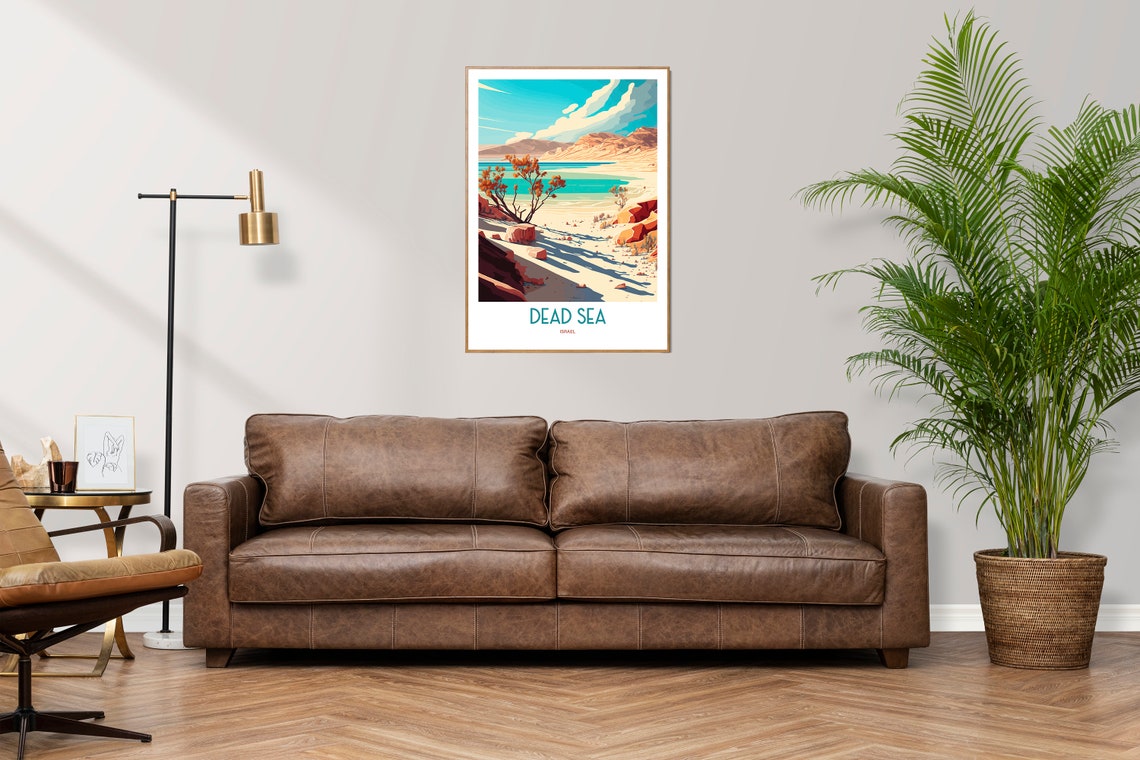 Dead Sea Israel Travel Print Dead Sea Travel Art Israel Beach Travel Print Dead Sea Illustrated Travel Poster The Dead Sea Art - Image 3