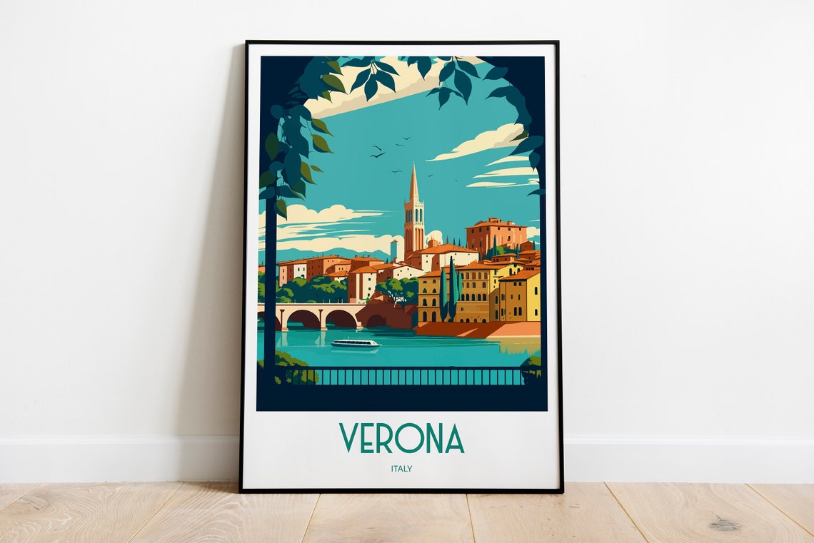 Verona Travel Print Poster Housewarming Verona Gift Skyline Travel Poster Gift Verona Print Verona Gift Verona Cityscape Verona Italy Print