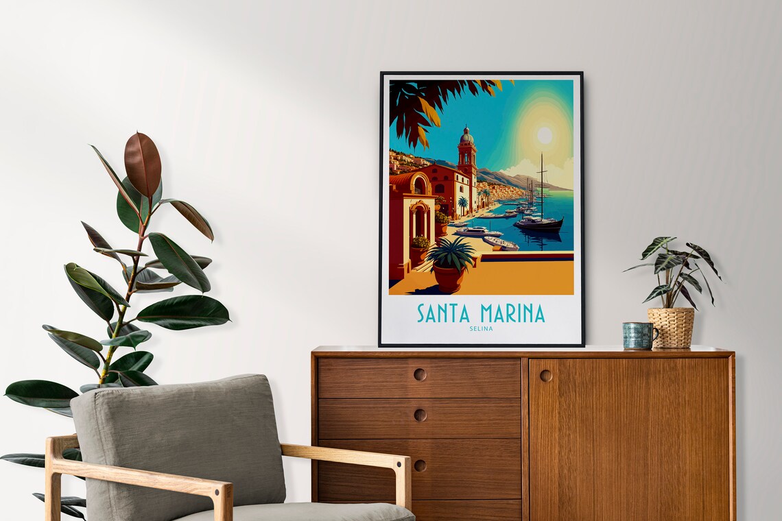 Santa Marina Travel Poster, Holiday Wall Art - Image 4