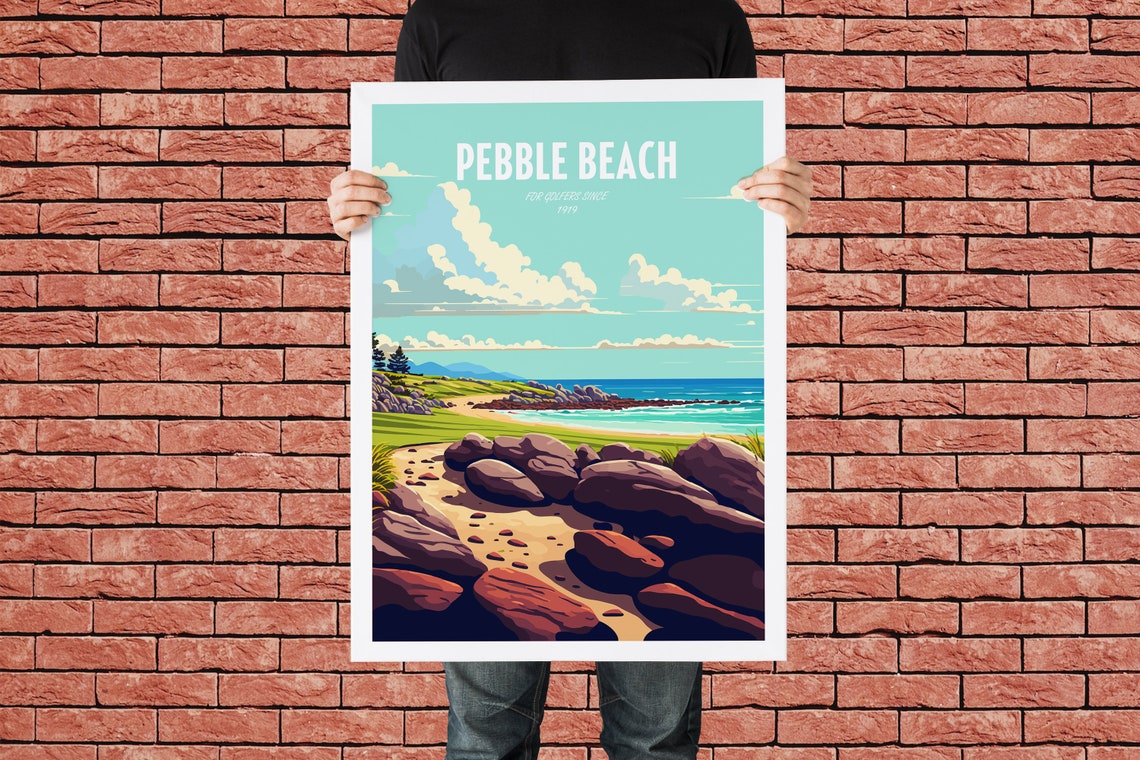 Pebble Beach Golf Course Rocky Pacific Coast Vintage Travel Poster - Image 4