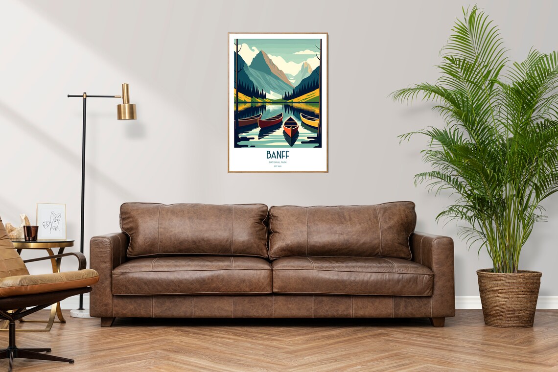 Banff National Park Travel Poster, Lake Mountain View - Image 3