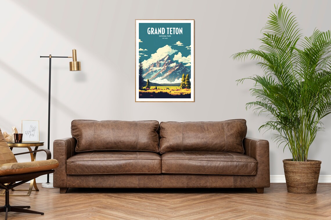Grand Teton National Park Est 1929 Mountains Retro Travel Poster - Image 3