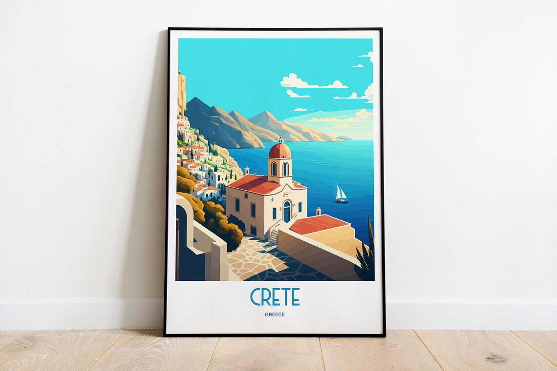 Crete Greece Travel Poster, Seaside Landmark Print - Image 5