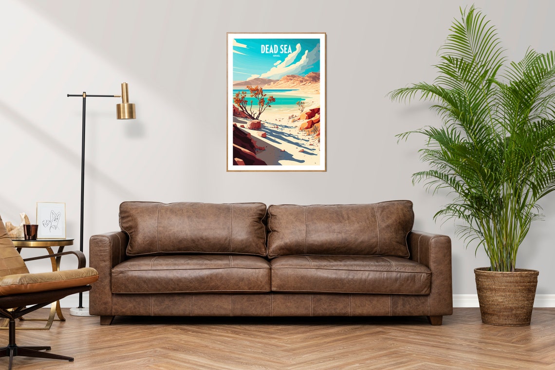 Dead Sea Israel Travel Print Dead Sea Travel Art Israel Beach Travel Print Dead Sea Illustrated Travel Poster The Dead Sea Art - Image 3
