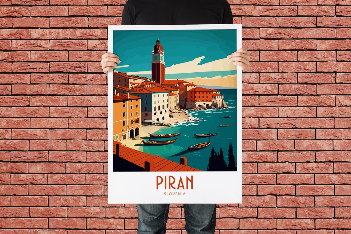 Piran Travel Print Wall Art Piran Slovenia Poster Wall Hanging Home Decoration Piran Slovenia Gift Art Lovers Print Piran Slovenia Decor Art - Image 2