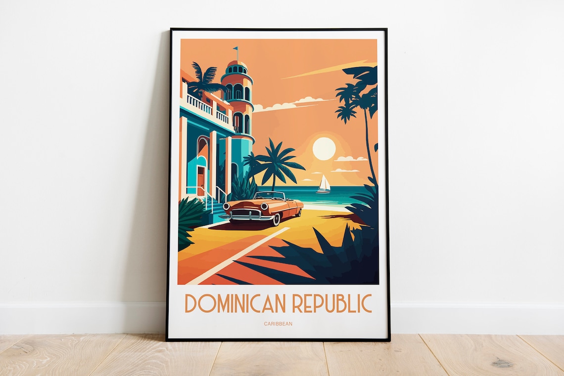 Dominican Republic Travel Poster, Santo Domingo Caribbean