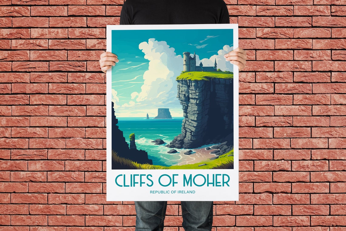 Cliffs of Moher Ireland Castle Sea Cliffs Vintage Travel Poster - Image 2