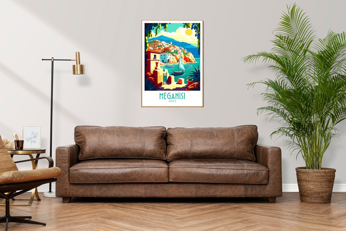 Meganisi Travel Print Wall Art Meganisi Greece Wall Hanging Home Decoration Meganisi Greece Gift Art Lovers Meganisi Greece Decor Meganisi - Image 2