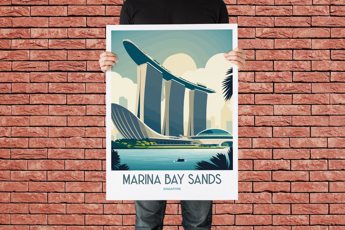 Marina Bay Sands Singapore Travel Poster with Skyline Waterfront Views - Image 3