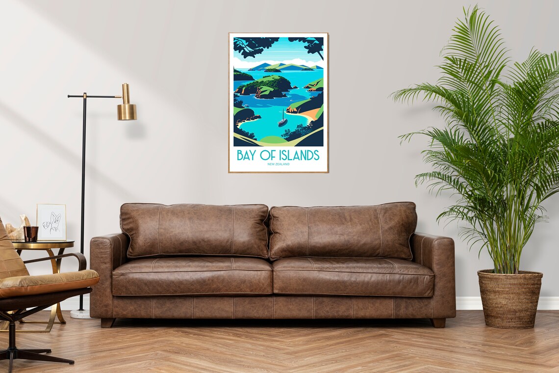 Bay of Islands New Zealand Turquoise Bay Sailboat Travel Poster - Image 3