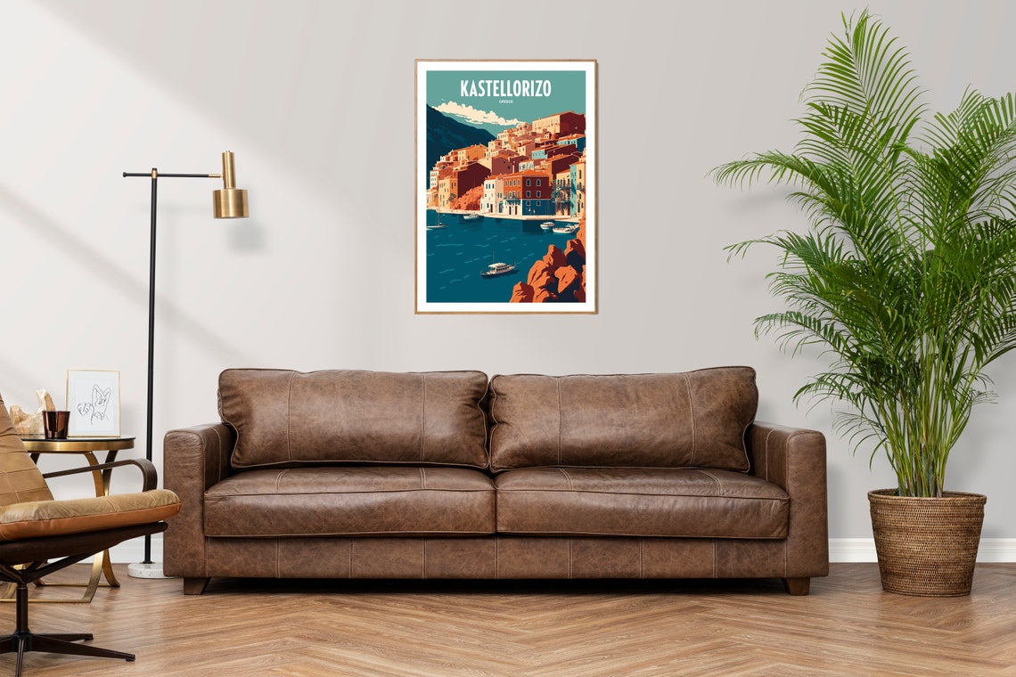 Kastellorizo Greece Island Harbor Town Vintage Travel Poster - Image 3