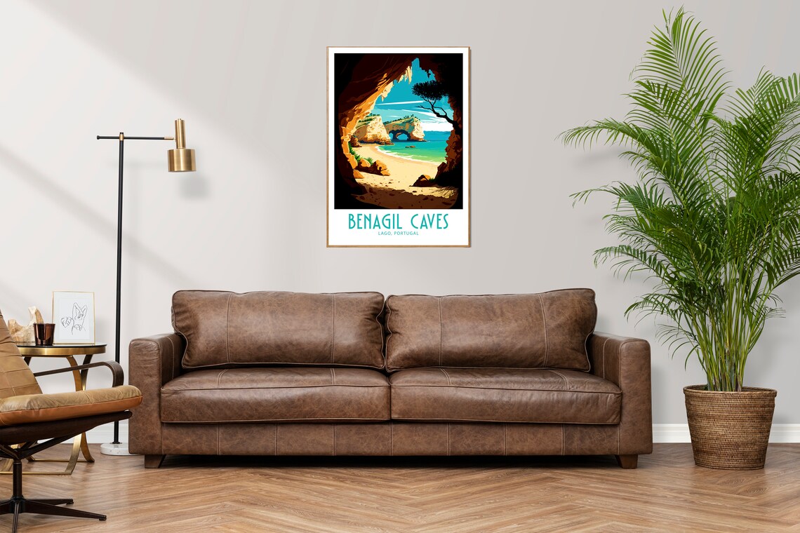 Benagil Caves Lago Portugal Sea Cave Beach Vintage Travel Poster - Image 3