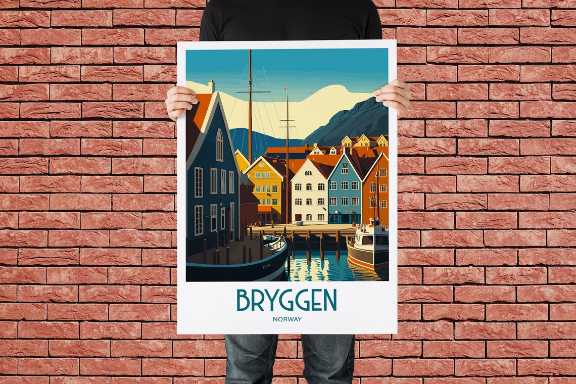 Bryggen Norway Travel Poster, Scenic Wall Art - Image 2