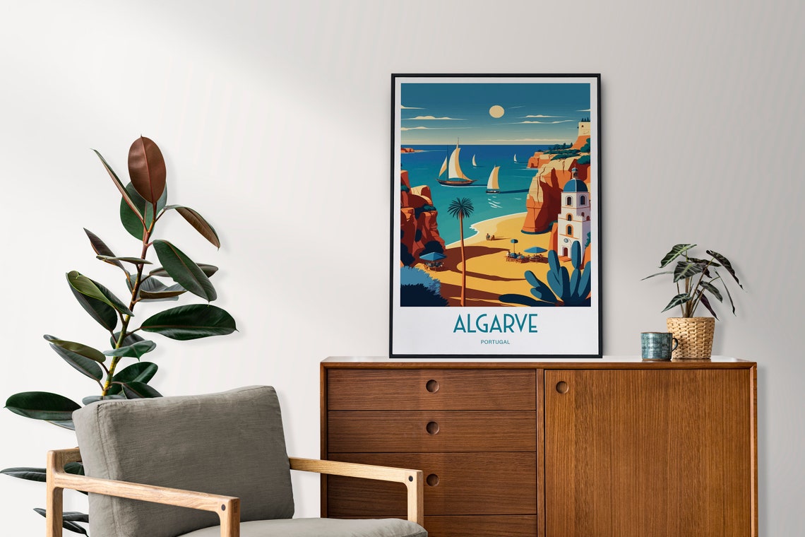 Algarve Travel Poster For Algarve Birthday Gift For Travel Print Lovers Portugal Travel Poster For Portugal Beaches Birthday Gift Poster - Image 2
