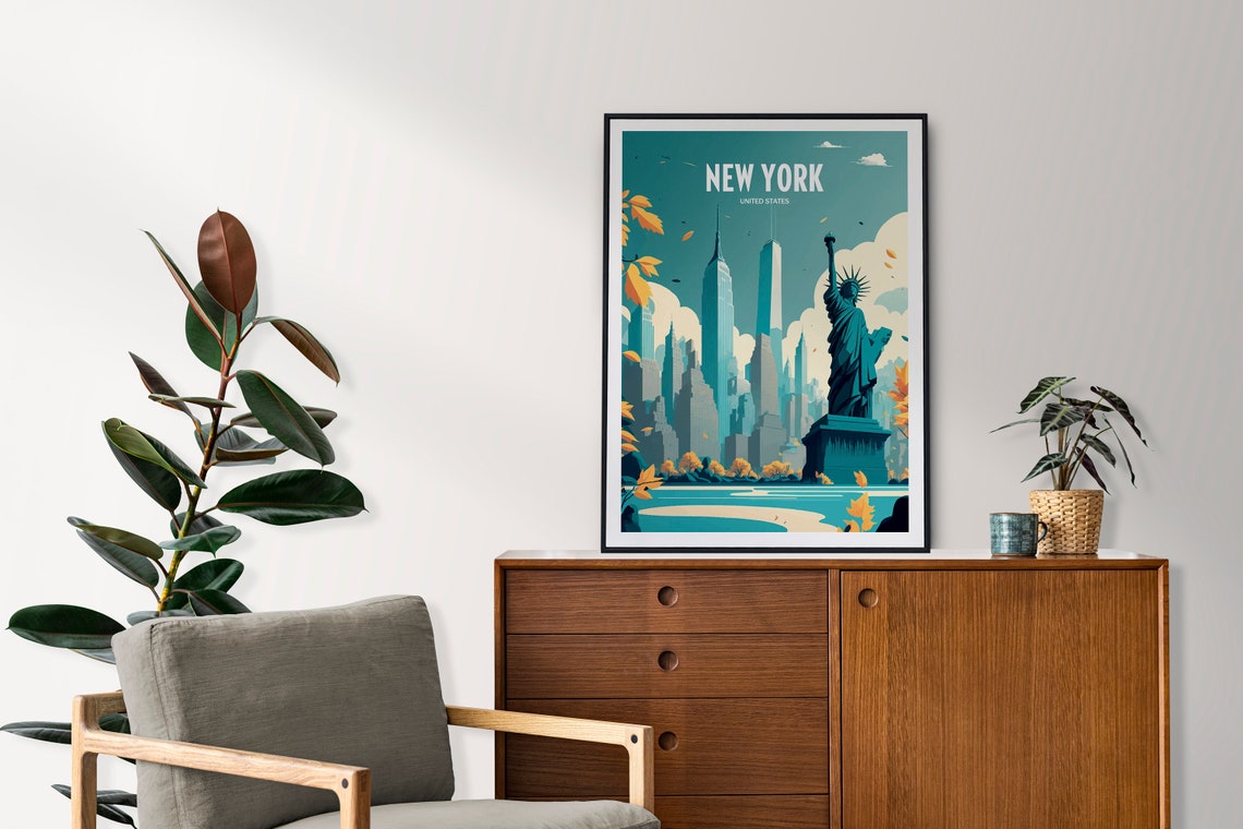 New York Poster Statue Of Liberty New York Travel New York Skyline Nyc Print Nyc Poster New York City Print Retro Travel Poste - Image 2