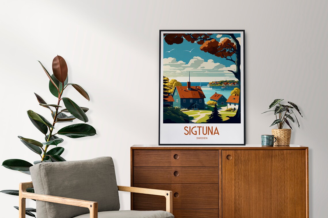 Sigtuna Sweden Waterfront Houses Vintage Travel Poster Wall Decor - Image 4