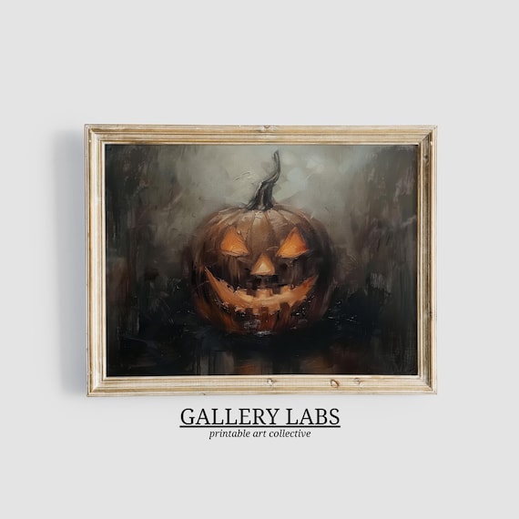 Jack O Lantern Glowing Pumpkin Night Painting Spooky Halloween Art Poster