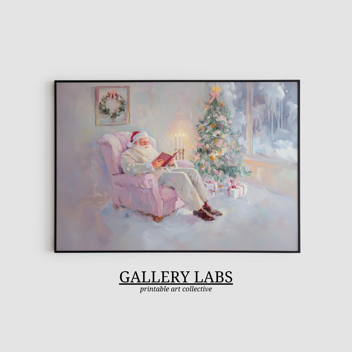 Cute Santa Claus Christmas Tree Print, Girly Decor - Image 2