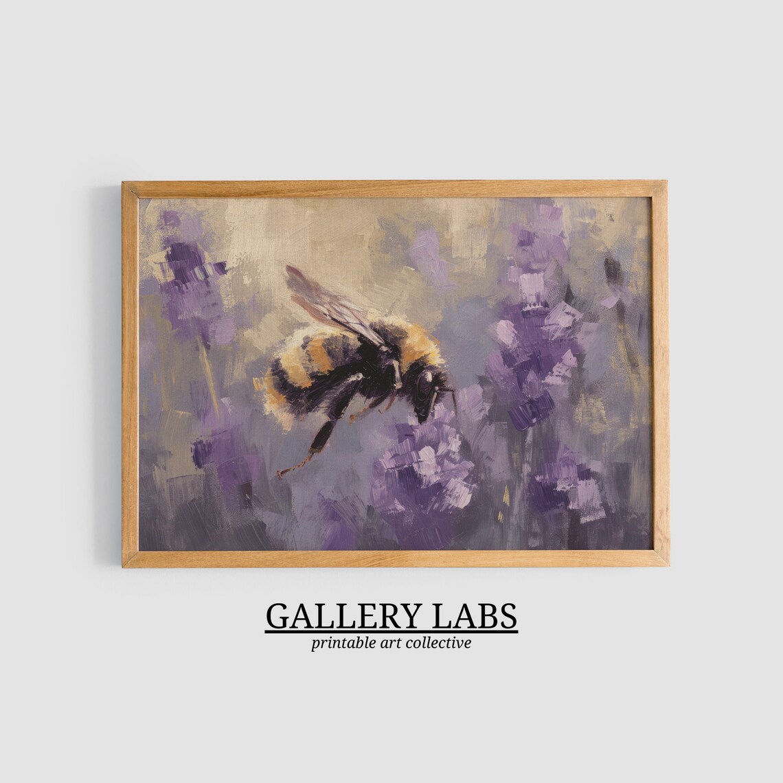 Bumblebee Floral Spring Lavender Art Print - Image 3