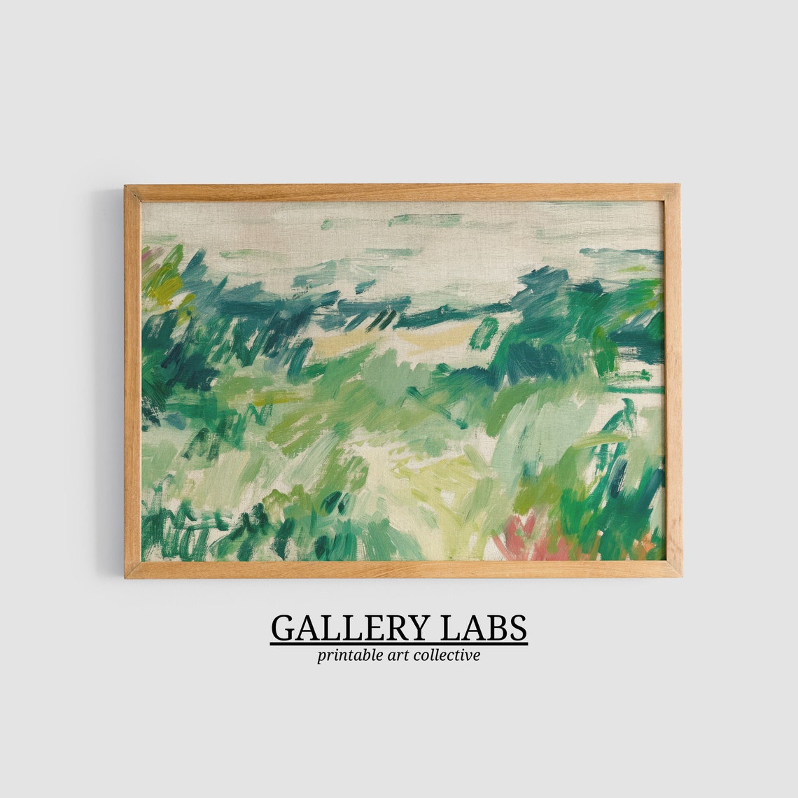 Abstract Green Landscape Painting Expressive Brushstrokes Art Print - Image 3