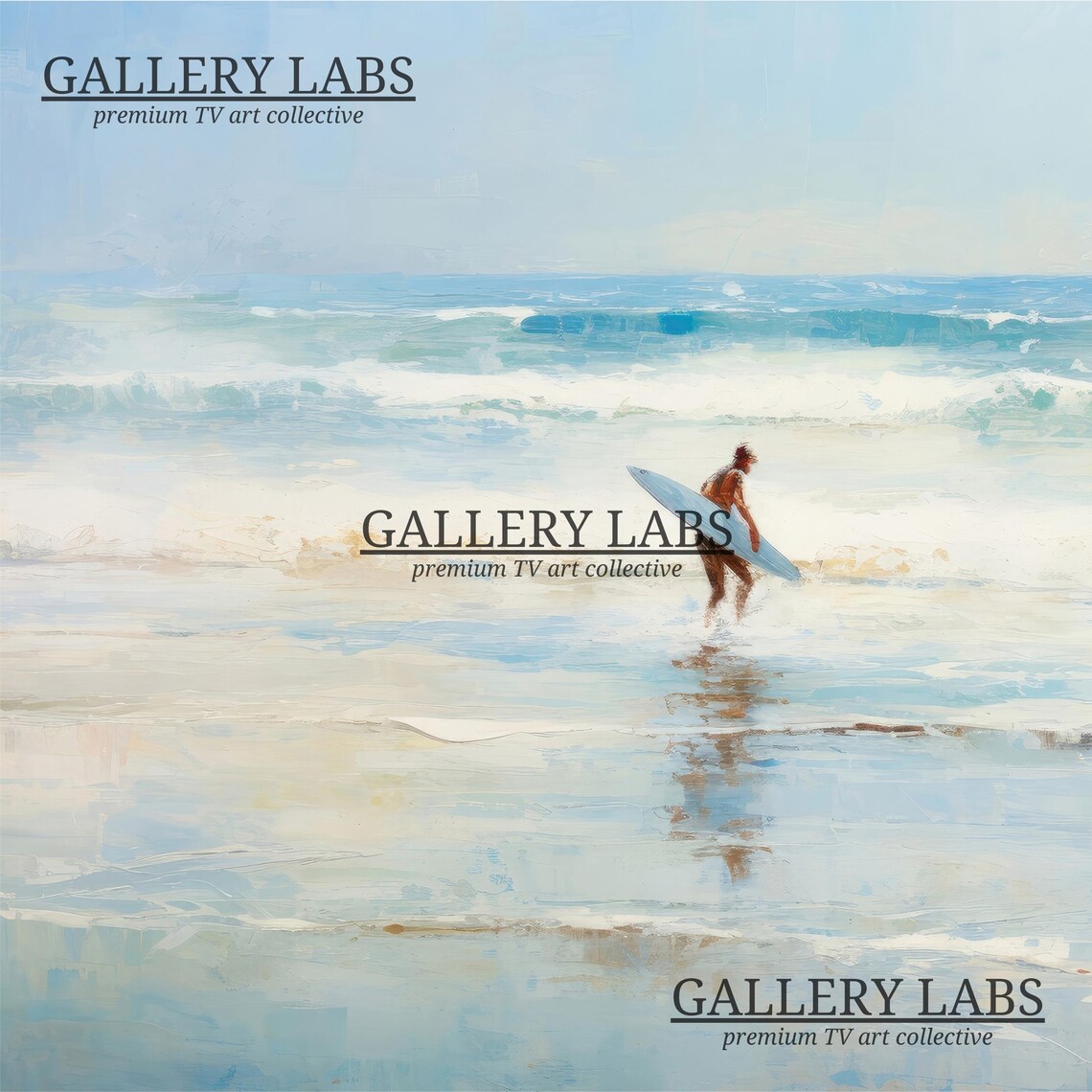 Surfer Walking Ocean Waves Painting Vintage Coastal Surf Wall Art Poster - Image 4