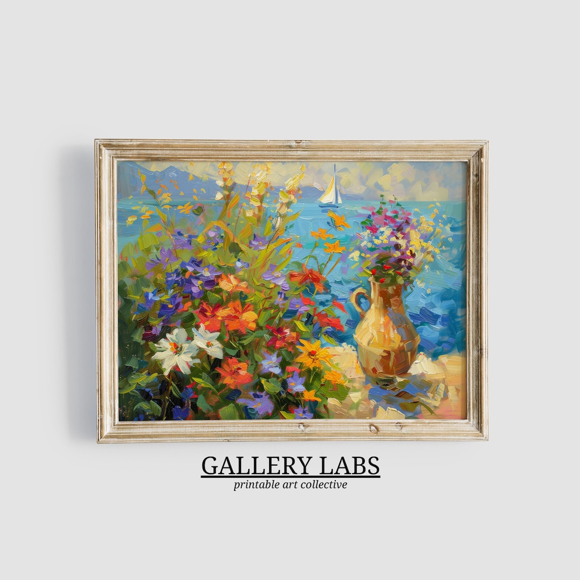 Coastal Wildflowers Abstract Floral Seaside Meadow Art Print
