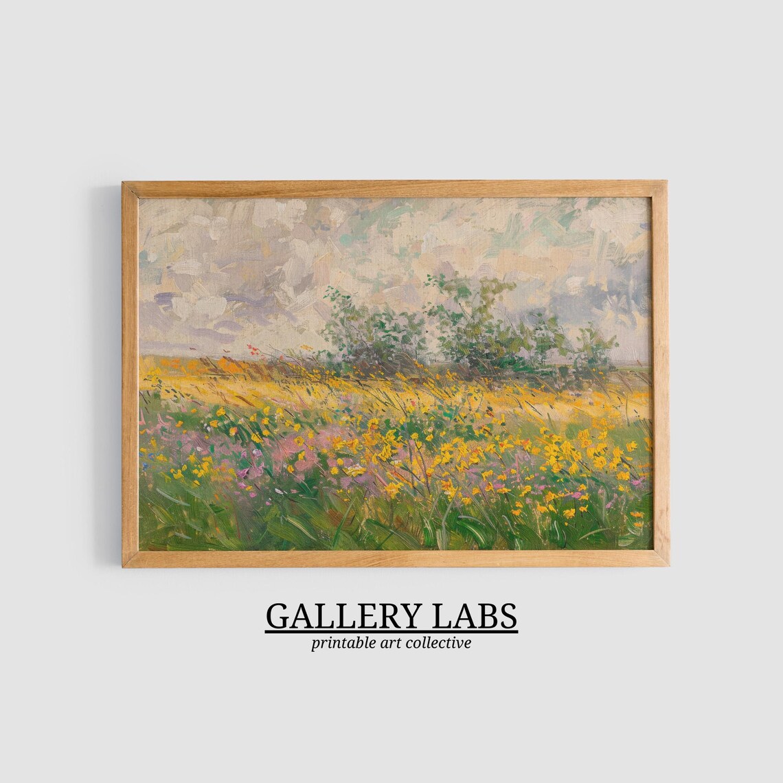 Wildflower Meadow Yellow Pink Blooms Impressionist Summer Wall Art Print - Image 3
