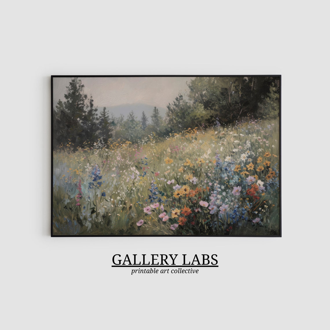 Wildflower Field Forest Edge Vintage Painterly Botanical Art Poster - Image 2