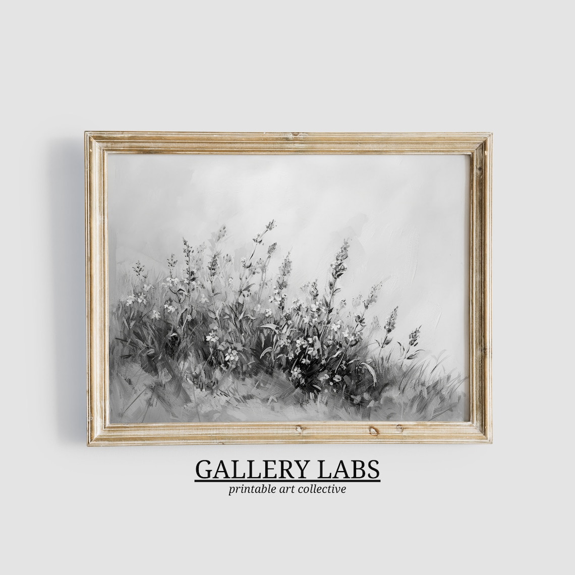 Black And White Wildflower Sketch Minimalist Botanical Poster