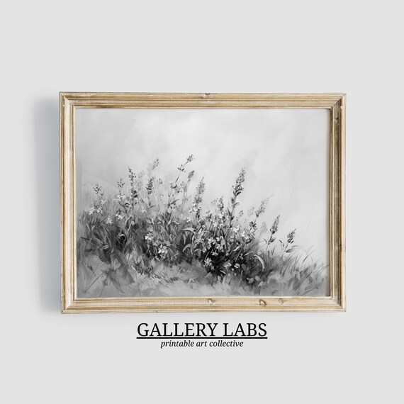 Black And White Wildflower Sketch Minimalist Botanical Poster